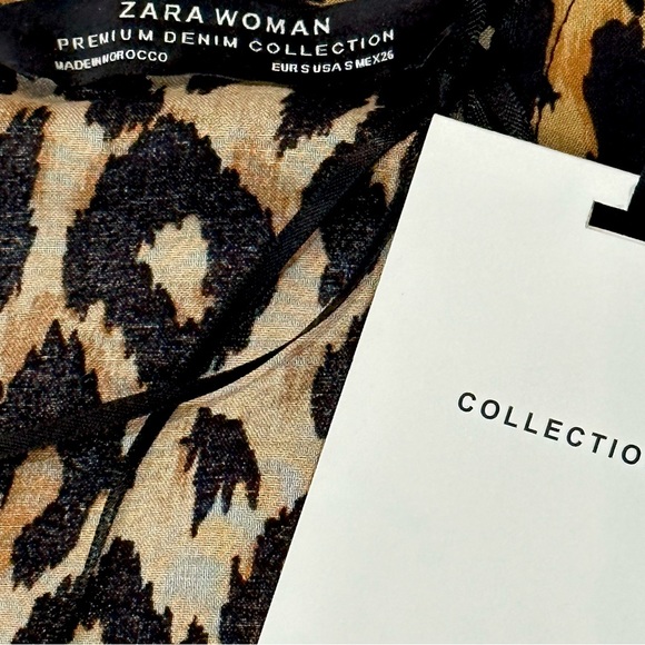 Zara Leopard Print Boho Maxi Dress Sz. Small NWT - Picture 11 of 12